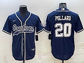 Men's Dallas Cowboys #20 Tony Pollard Navy With Patch Cool Base Stitched Baseball Jersey,baseball caps,new era cap wholesale,wholesale hats